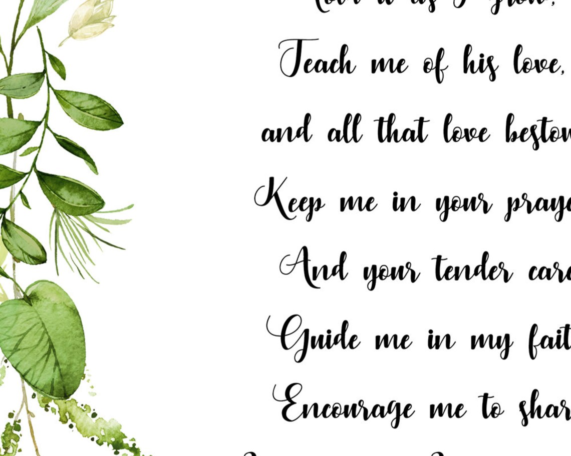 Godparents Poem Godparents Print Gift for Godparents Gift Etsy