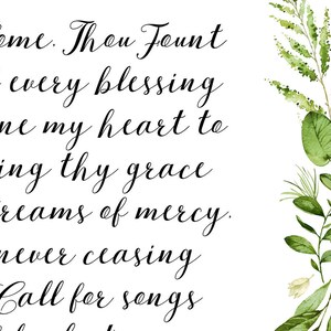 Come Thou Fount, Hymn Print, Come Thou Fount Of Every Blessing, Come Thou Fount Wall Art, Poster, Hymn Wall Art, Christian Hymn, Hymn Print image 2