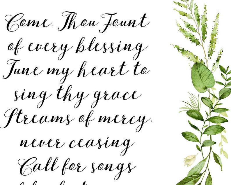 Come Thou Fount, Hymn Print, Come Thou Fount Of Every Blessing, Come Thou Fount Wall Art, Poster, Hymn Wall Art, Christian Hymn, Hymn Print image 2
