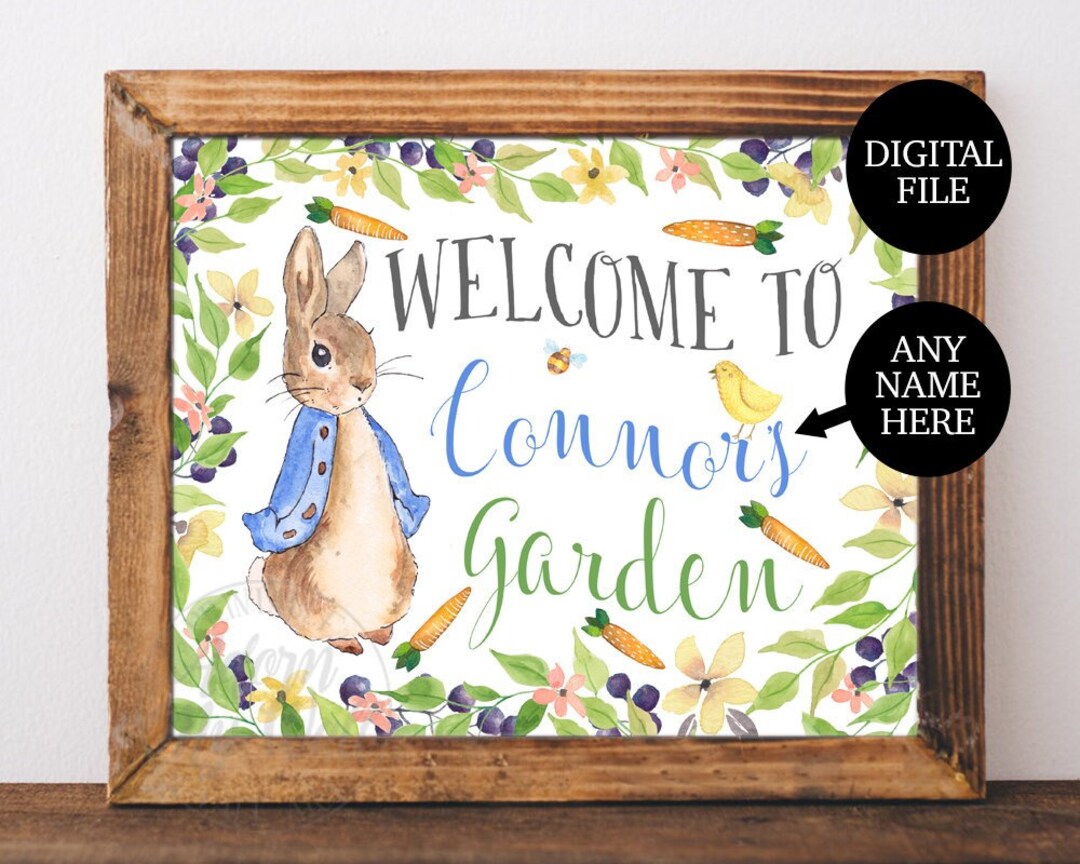 Placa Rabit Placa de nome personalizada, placa de festa para impressão, bem-vindo ...