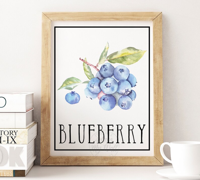 Blueberry print Blueberries blueberry wall art fruit wall Etsy