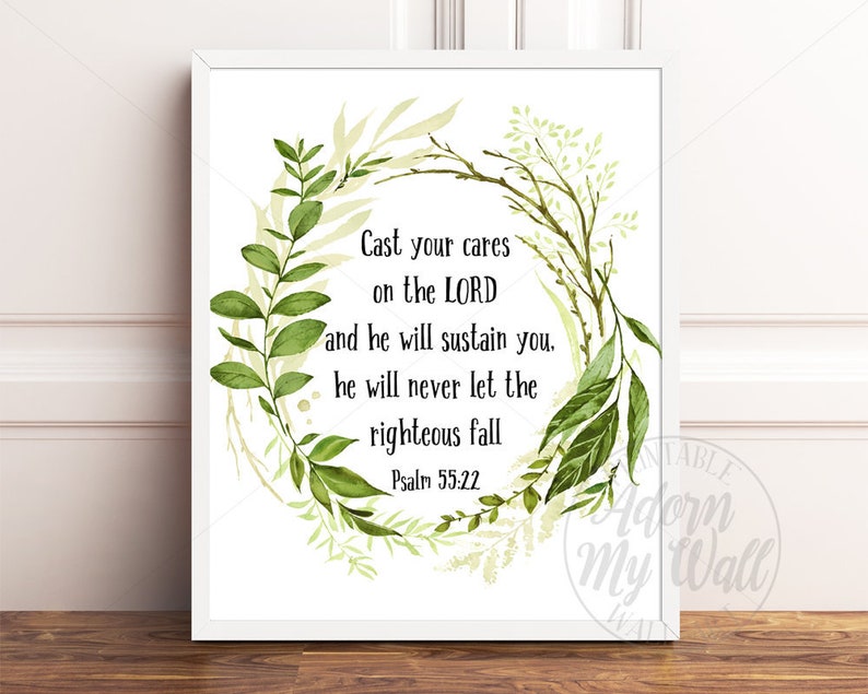 Cast Your Cares On The Lord Psalm 5522 Printable Bible Etsy
