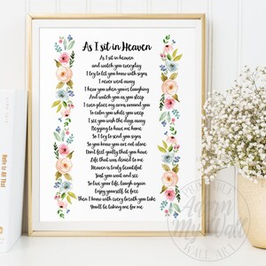 As I Sit in Heaven, Printable, Remembrance Poem, Christian Poem ...
