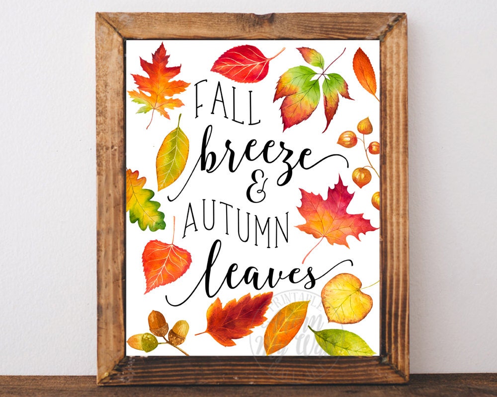 Fall breeze and autumn leaves Fall decor fall printable | Etsy