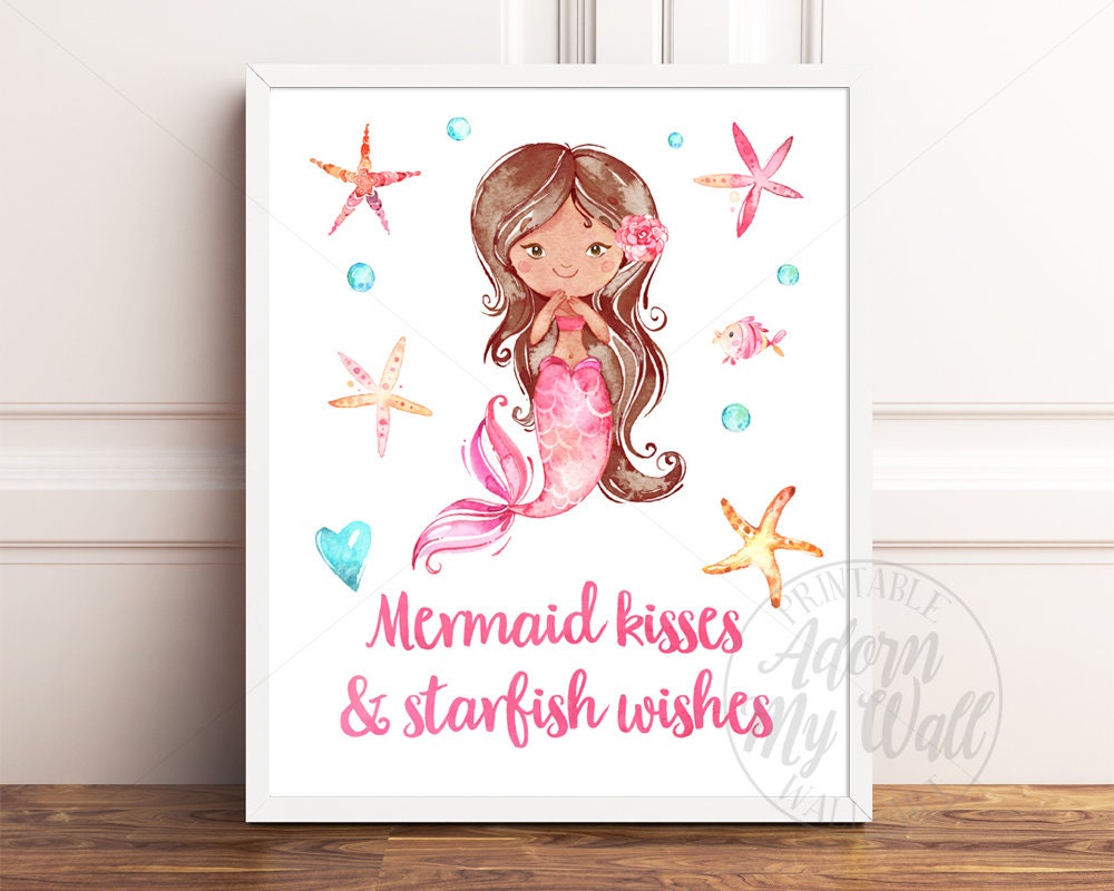 Mermaid Prints Girls Nursery Prints Printable Set of 4 | Etsy