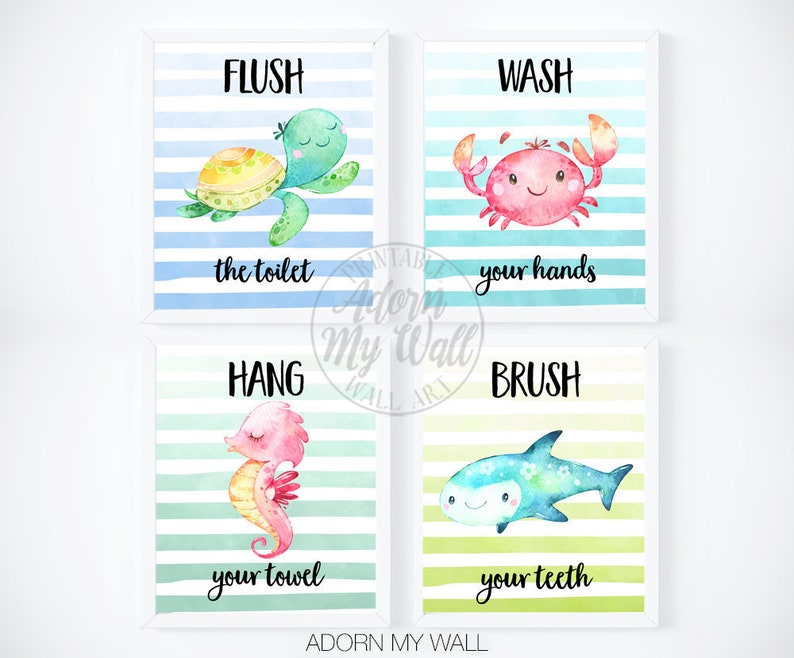 Kids Bathroom Wall Decor Kids Bathroom Wall Art Printable - Etsy
