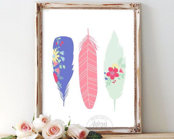 Items similar to Feather print, Printable wall art, Feather art print ...