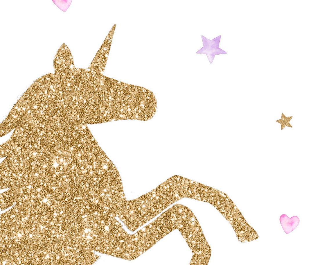 Unicorn Print Gold Glitter Unicorn Unicorn and Rainbow Etsy Canada