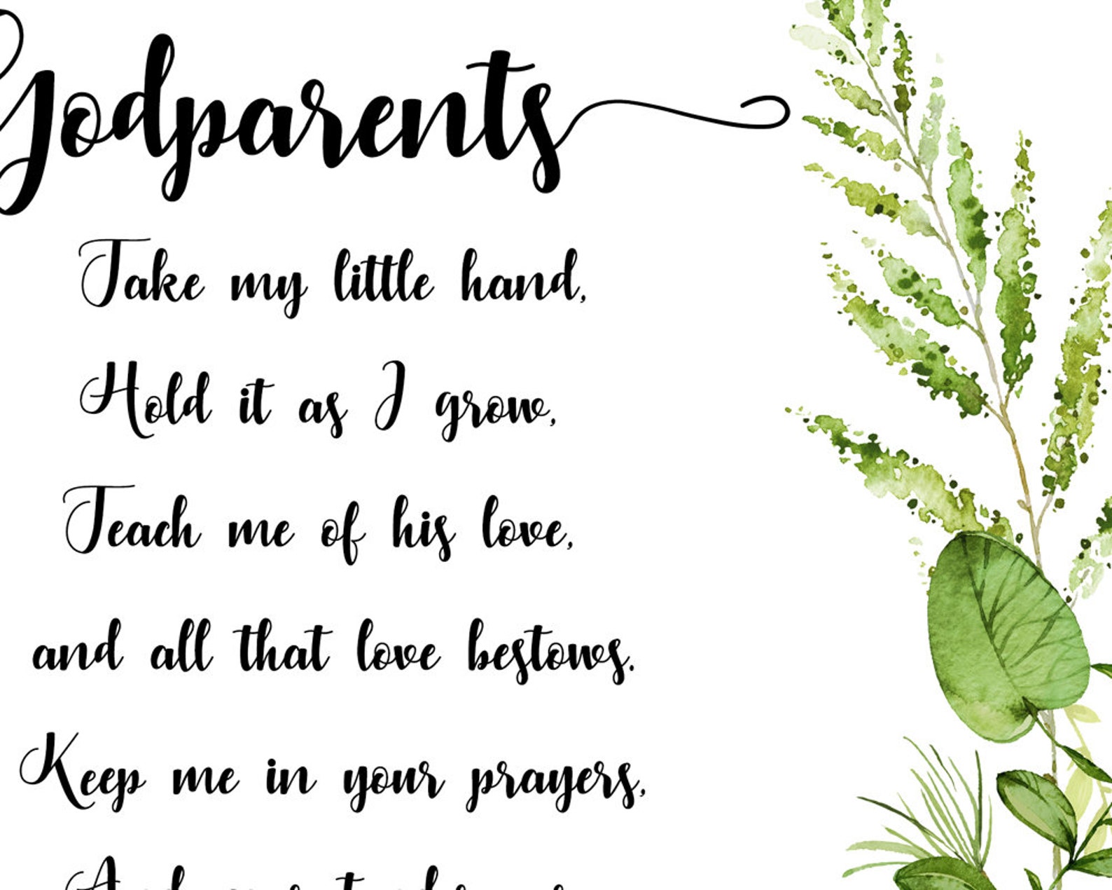 Godparents Poem Godparents Print Gift for Godparents Gift Etsy