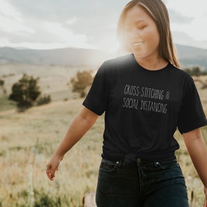 Cross-Stitching and Social Distancing Unisex t-shirt