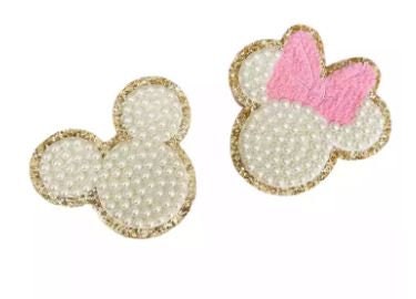 2.5 INCH adhesive Minnie Mouse pearl patch- adhesive Minnie Mouse pearl  patch- adhesive Minnie Mouse patch- Mickey pearl patch