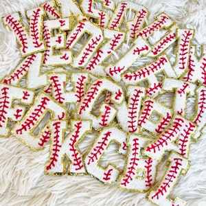Baseball Softball Numbers Embroidered Iron on Patch Glitter 90s Kids  Patches for Clothing 