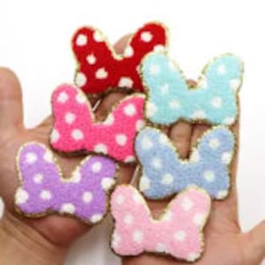 Disney-Inspired Minnie Polka-Dot Bow Chenille Iron-on Patch