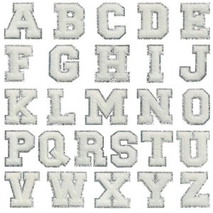 NEW White 3.12 Chenille Letters, SILVER Glitter, Varsity Letter