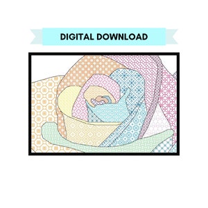 Rainbow Rose - Blackwork Chart - Digital Download