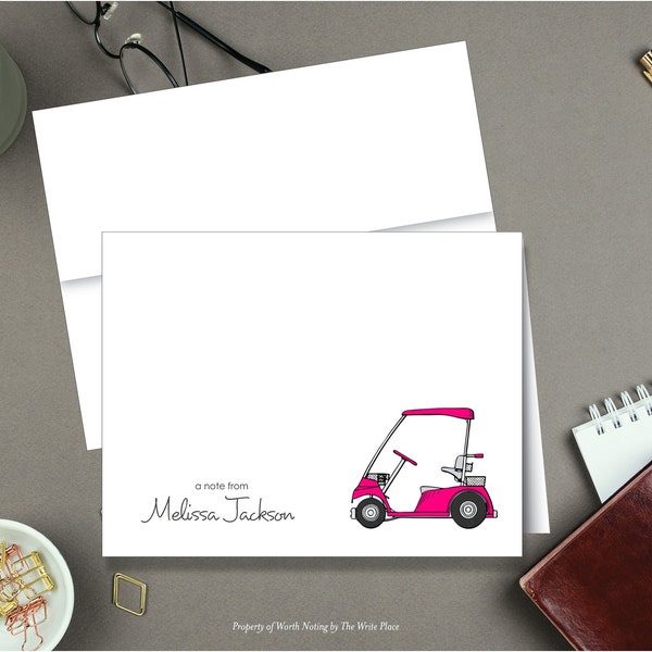 Golf Stationary, Golf Stationery, Golf Note Cards, Golf Cart Notes, Personalized Note Cards, Set of 8