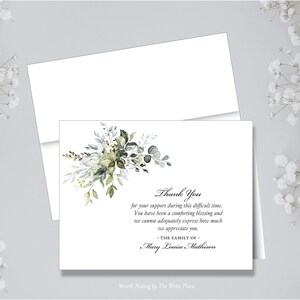 Tarjetas de notas personalizadas - Simpatía Funeral Agradecimiento Botánico - Juego de 8 - Notas - Dobladas - Papelería