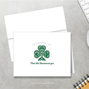 Personalized Note Cards, Irish Celtic Shamrock, Set of 8, Folded Notes, Irish Stationery, Irish Stationary, St. Patrick&#39;s Day