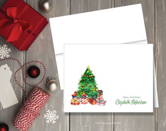 Christmas Note Cards - Holiday Personalized Notes - Christmas Tree - Set of 8 - Folded Notes - Stationery - Stationary