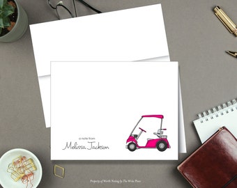 Golf Stationary, Golf Stationery, Golf Note Cards, Golf Cart Notes, Personalized Note Cards, Set of 8