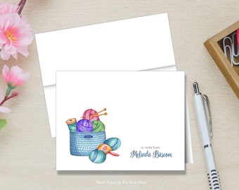 Knitting Note Cards - Knit and Crochet - Personalized Note Cards - Set of 8 - Folded Notes - Stationery - Stationary