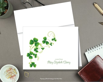 Irish Shamrock Vine Note, Gift Idea, Irish Stationery, Personalized Note Cards, Set of 8, Folded Notes, St. Patrick's Day, Irish Stationary
