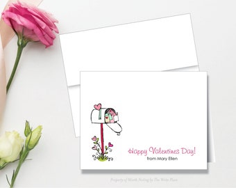 Valentine Note Cards - Valentine Letter Mailbox - Valentine Personalized Notes - Folded Note Cards - Set of 8 - Stationery - Stationary