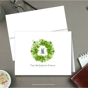 Personalized Note Cards - Irish Shamrock Wreath - Set of 8 - Notes - Stationery - Stationary - St. Patrick&#39;s Day