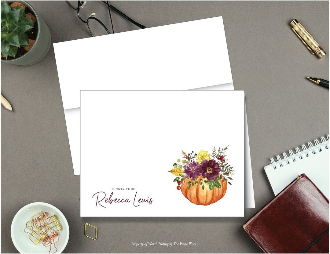 Fall Pumpkin Bouquet Note Cards - Autumn Note Cards - Personalized ...