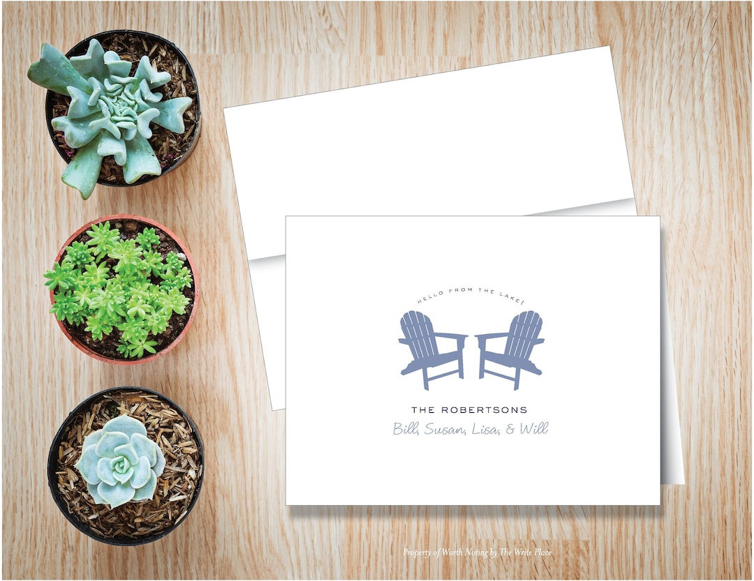 Adirondack Chair Notes, Summer Note Cards, Personalized Note Cards, Set ...