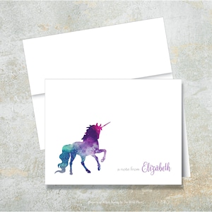Unicorn Note Cards, Unicorn Stationery, Unicorn Stationary, Personalized Stationery, Set of 8, Folded Notes
