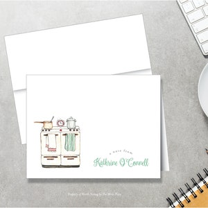 Cooking Note Cards, Cooking Stationery, Cooking Stationary, Personalized Notes, Set of 8, Folded Notes