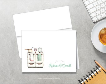 Cooking Note Cards, Cooking Stationery, Cooking Stationary, Personalized Notes, Set of 8, Folded Notes