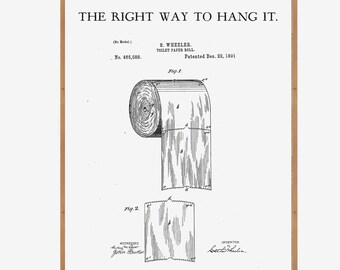 Funny Bathroom Sign: Toilet Paper Patent Art (Digital Download)