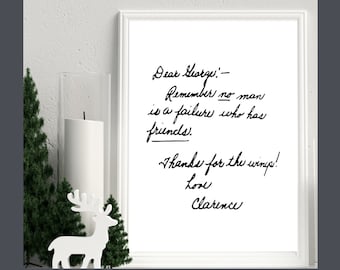 It's A Wonderful Life Digital Print, George Bailey Quote No man is a Failure, Christmas Friendship Gift, Christmas Decor