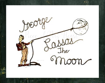 It's A Wonderful Life Christmas George Lassos Moon Print, George Bailey Quote, Christmas Gift, Christmas Decor, Gift for husband wife friend
