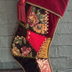 Vintage House Of Hatten Christmas Stocking Victorian Crazy Quilt Velvet Tassel