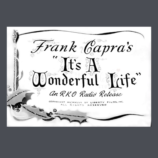 It's A Wonderful Life Christmas Movie Title Page, Digital Download Print, Holiday Wall Art, Vintage Christmas Decor,  Easy last minute gift