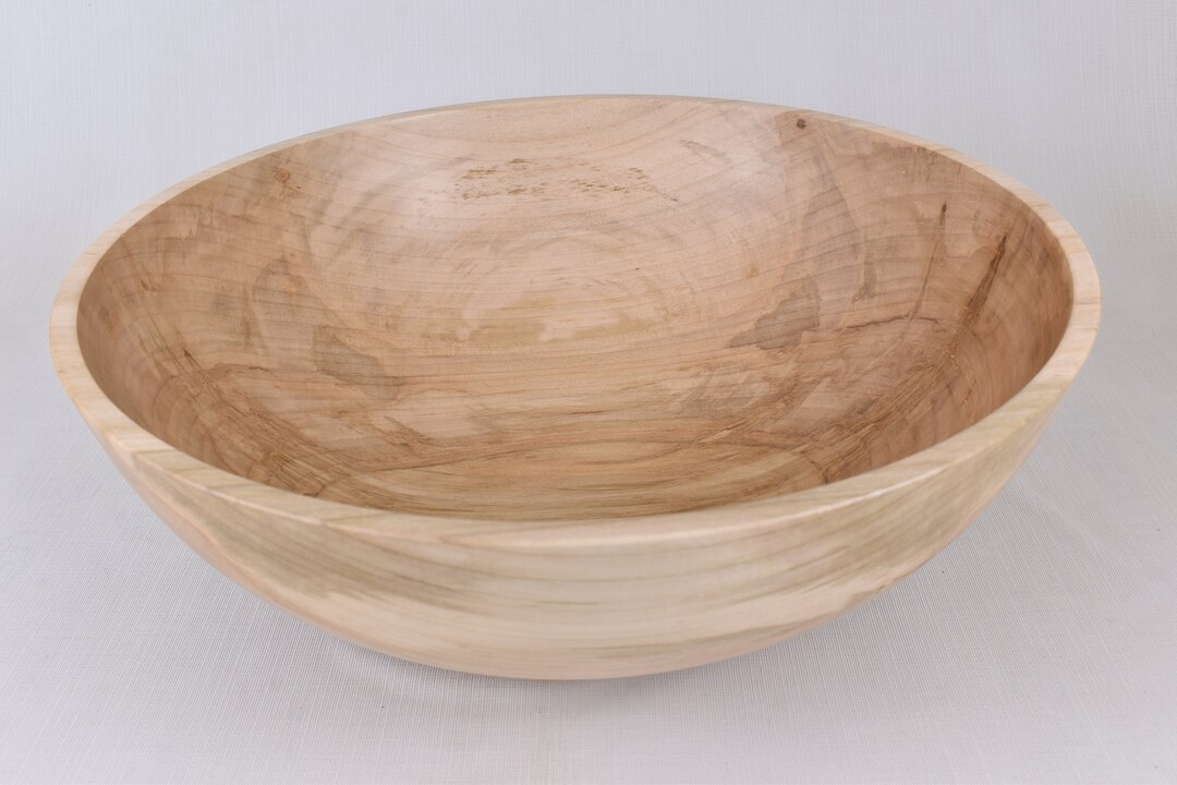 Large Wooden Salad Serving Bowl Hand Turned Maple Etsy