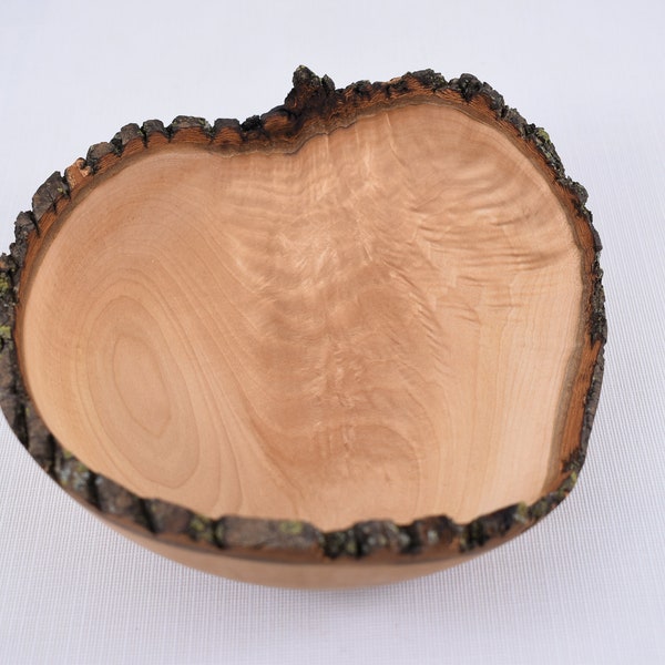 Natural Bark Edge Bowl Small Hard Maple Feather Crotch