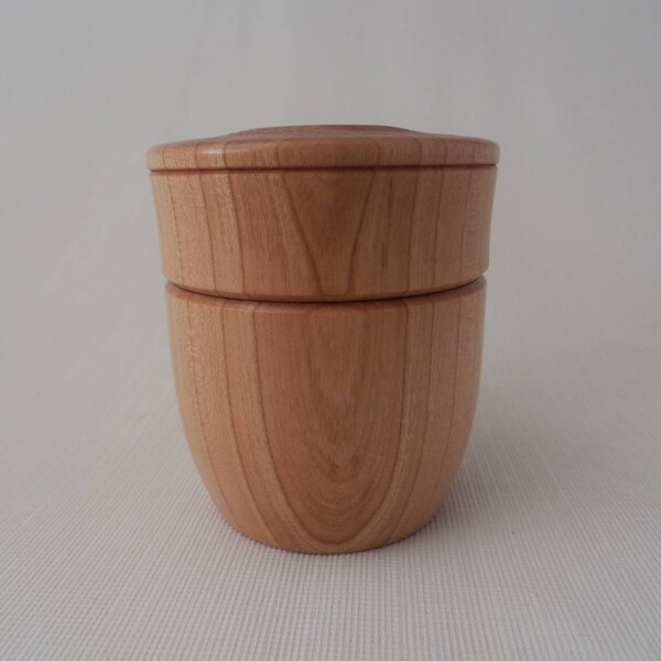 Cherry Wooden Lidded Keepsake Box Wood Lidded Box Spiral Pattern Hand Turned