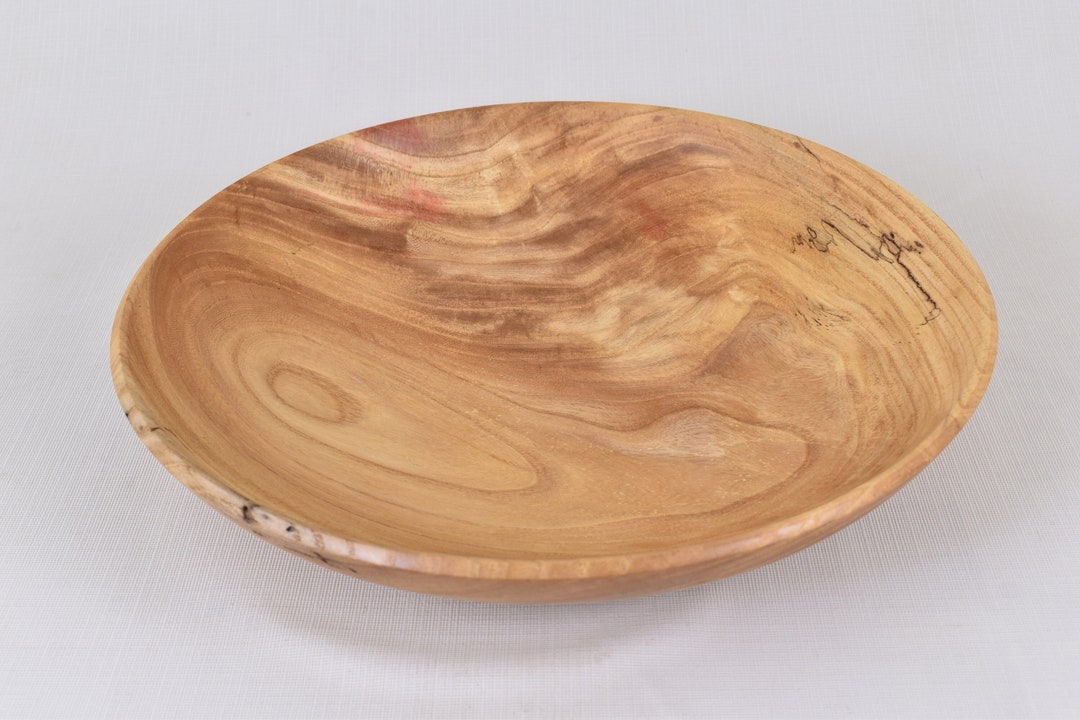 Large Wooden Salad Serving Bowl Hand Turned Spalted Elm Etsy