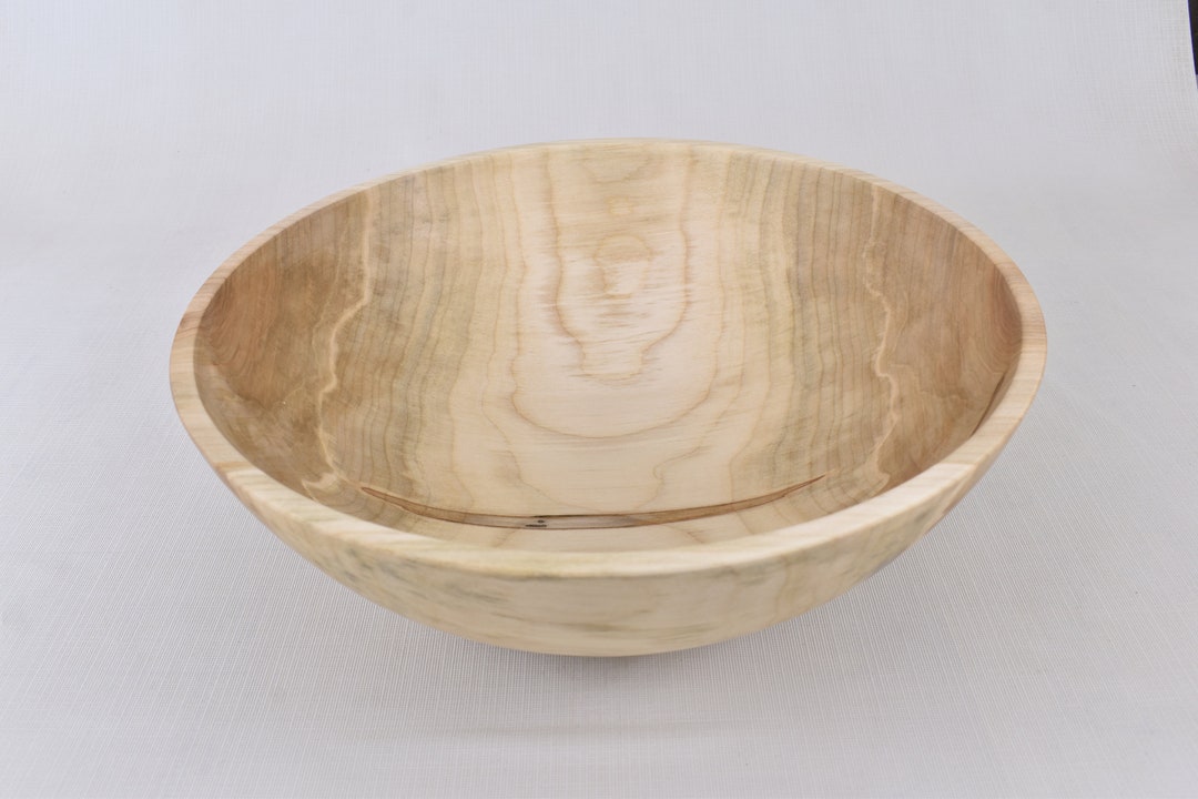 Large Wooden Salad Serving Bowl Hand Turned Maple Etsy
