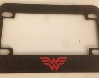 Black with Yellow Motorcycle Scooter License Plate Frame W Wonder Woman Style Super Mom Super Girl Super Woman Black with Yellow Motorcycle Scooter License Plate Frame W Wonder Woman Style Super Mom Super Girl Super Woman