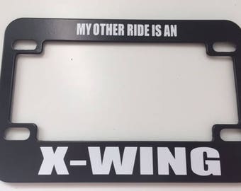 Min andra bil är en X-Wing - Svart registreringsskyltsram för skoter/motorcykel - Xwing