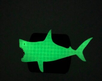 Shark Swimming in 3D Version - Glow in the DARK  - License Plate INSERT Black w WHITE Automotive License Plate Frame - Jaws Surfs Up