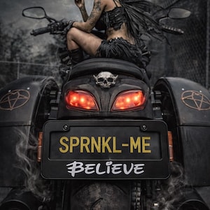 Believe in Cursive Font - Black W Various Colors Scooter / Motorcycle License Plate Frame - Love Fairy Baddie