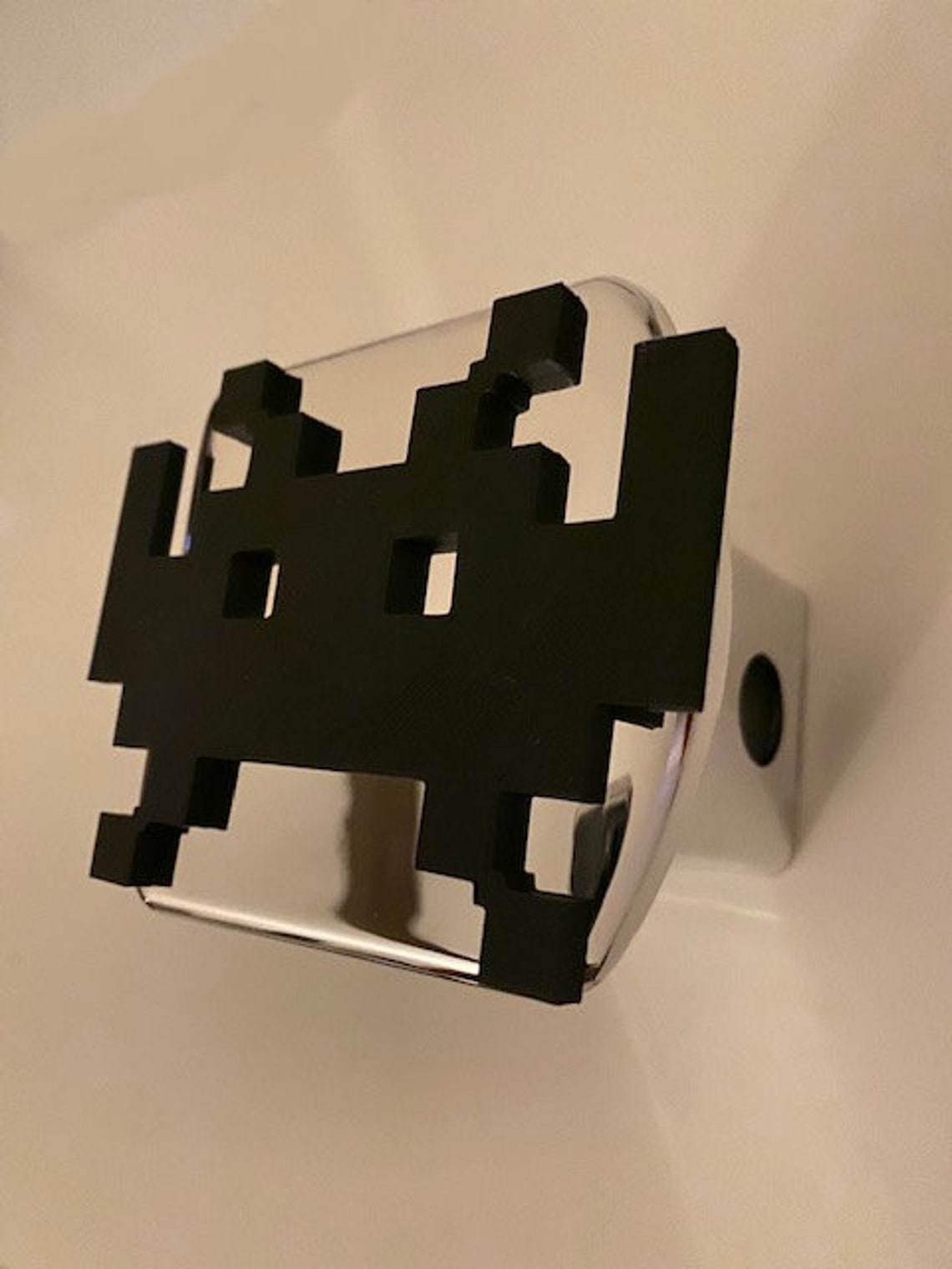 Space Invaders In 8 Bit In 3d Chrome With Black 2 Inch Etsy