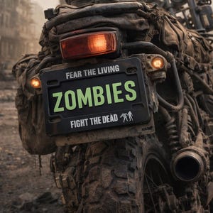 Fear the Living Fight the DEAD - Zombie - Schwarzer Rahmen für Motorroller / Motorrad-Nummernschild - Zombies Love Fight Bat Barb Wire Baseball