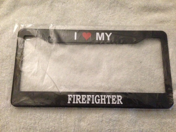 MY HEART BELONGS TO A FIREMAN fire man firefighter License Plate Frame